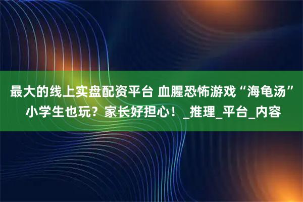 最大的线上实盘配资平台 血腥恐怖游戏“海龟汤” 小学生也玩？家长好担心！_推理_平台_内容
